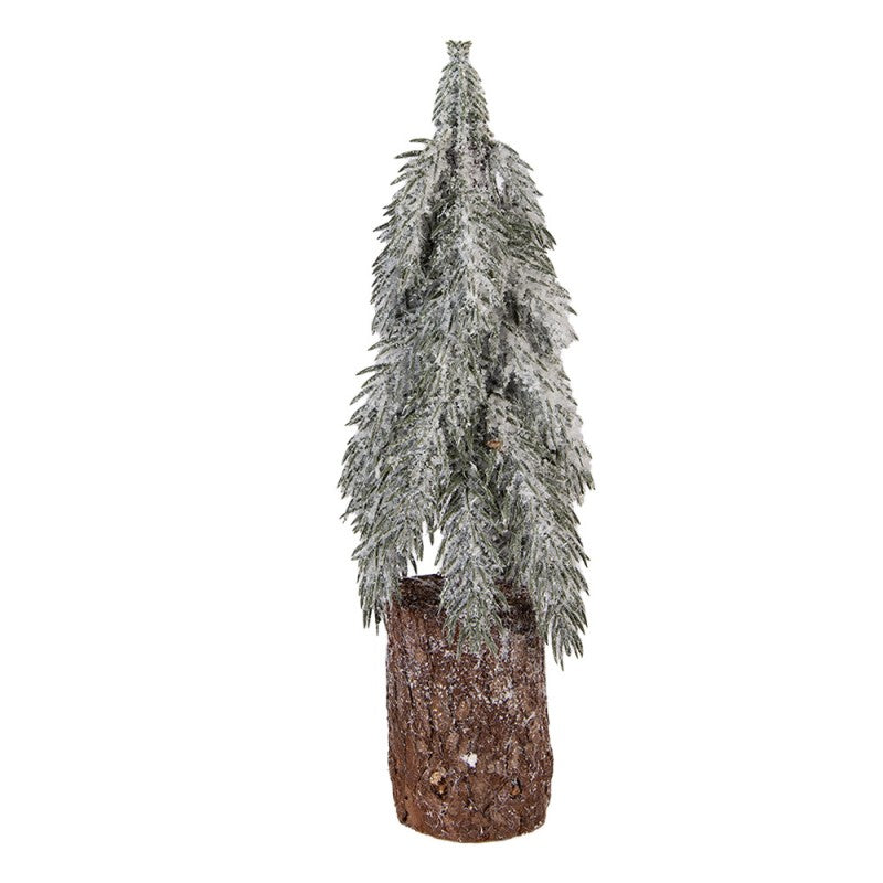 Deko-Weihnachtsbaum mit echtem Holzstamm verschneit Grün Ø 12x32 cm von Clayre & Eef (66429)