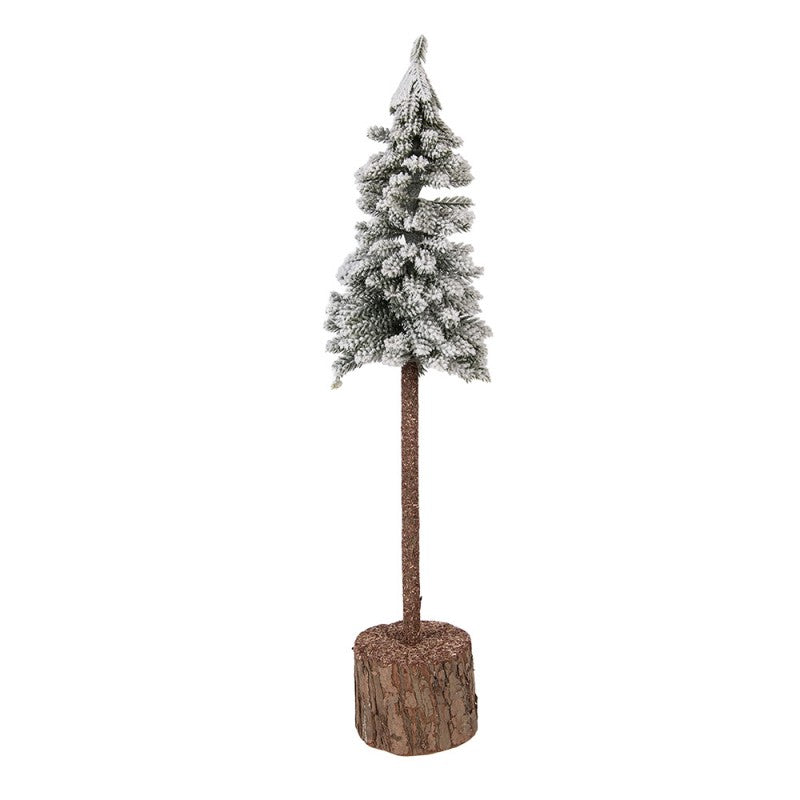 Deko-Weihnachtsbaum Hochstamm mit Holzstamm verschneit Grün Ø 10x48 cm von Clayre & Eef (66432)