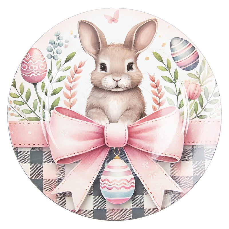 Platzteller Hase Rosa Schleife Vichykaro Rund Ø 33 cm Speiseteller Kuchenteller von Clayre & Eef (66442)