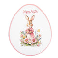 Oster-Platzteller Ei-Form Hase im Blumenbeet Weiß-Rosa 35x29 cm Speiseteller Kuchenteller von Clayre & Eef (66443)