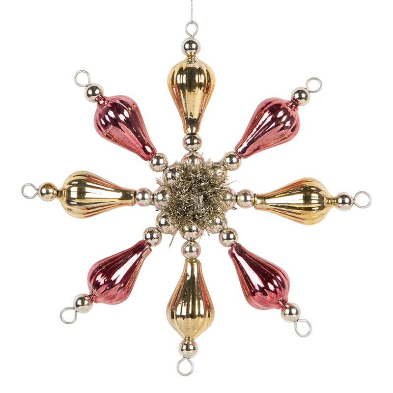 Weihnachtsanhänger Perlenstern Gablonzer Art Glas Lametta Rosa Gold 16x3x16 cm von Clayre & Eef (66533)