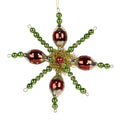Weihnachtsanhänger Perlenstern Gablonzer Art mit Tupfen Glas Lametta Rot Grün 16x3x16 cm von Clayre & Eef (66537)