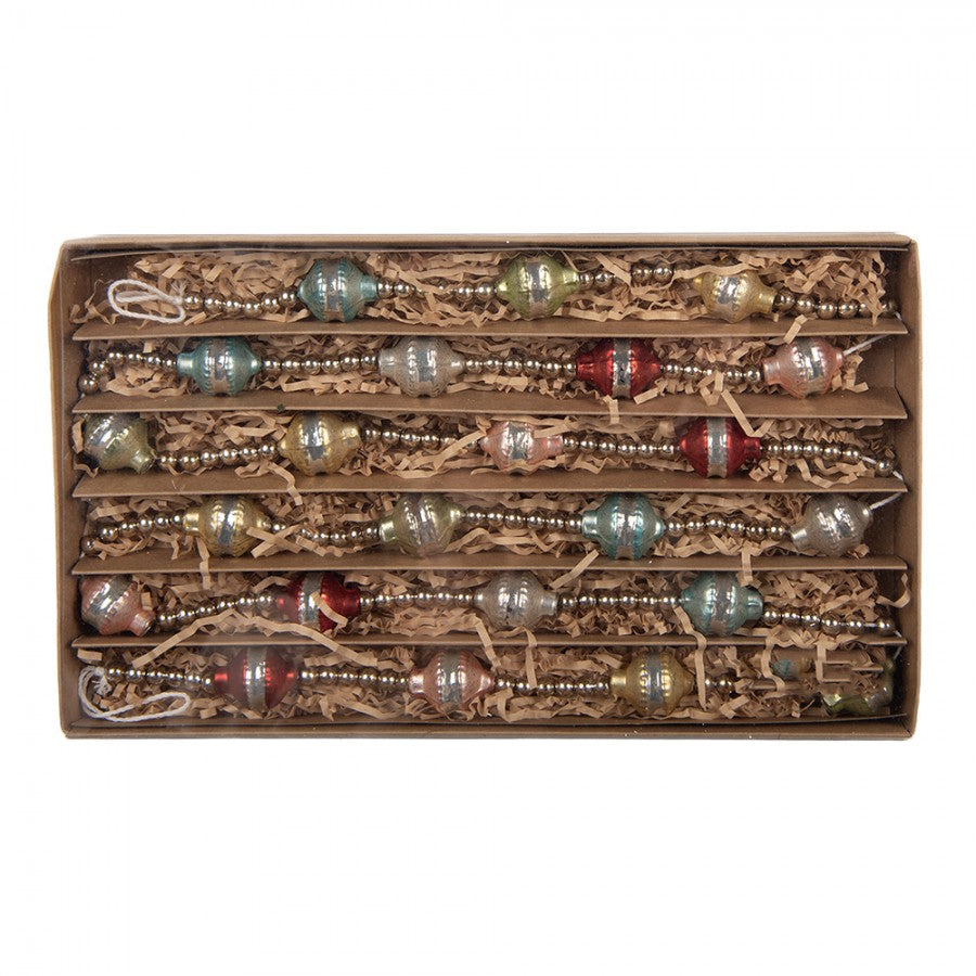 Clayre & Eef Glas-Weihnachtsgirlande 180 cm Silber – Glasperlen-Girlande (66541)