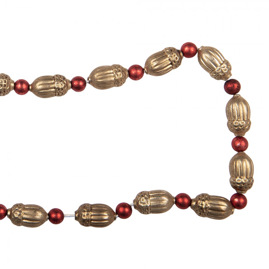 Clayre & Eef Glas-Weihnachtsgirlande 180 cm Gold & Rot – Festperlen-Girlande (66542)