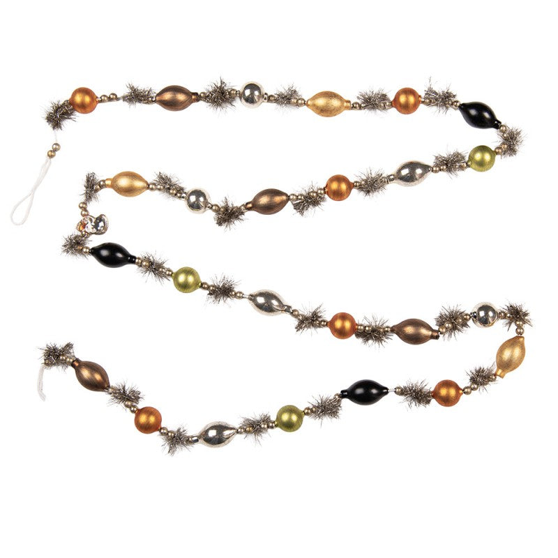 Clayre & Eef Glas-Weihnachtsgirlande 180 cm Champagner & Gold – Festgirlande (66544)