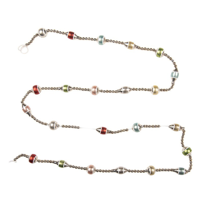 Clayre & Eef Glas-Weihnachtsgirlande 180 cm Silber & Rot – Perlenkette (66550)