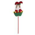 Weihnachtsdeko Stecker Wichtelbeine Glitzer Grün-Rot 12x7x43 cm Holz von Clayre & Eef (66552)