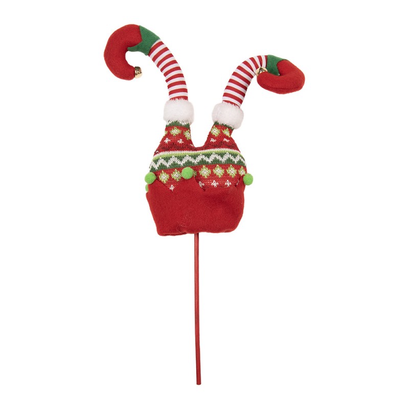 Weihnachtsdeko Stecker Wichtelbeine Norwegermuster Rot-Grün 14x5x48 cm Holz von Clayre & Eef (66555)