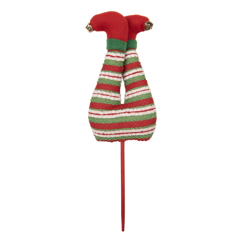 Weihnachtsdeko Stecker Wichtelbeine Glitzer Grün-Rot 10x4x30 cm Holz von Clayre & Eef (66560)