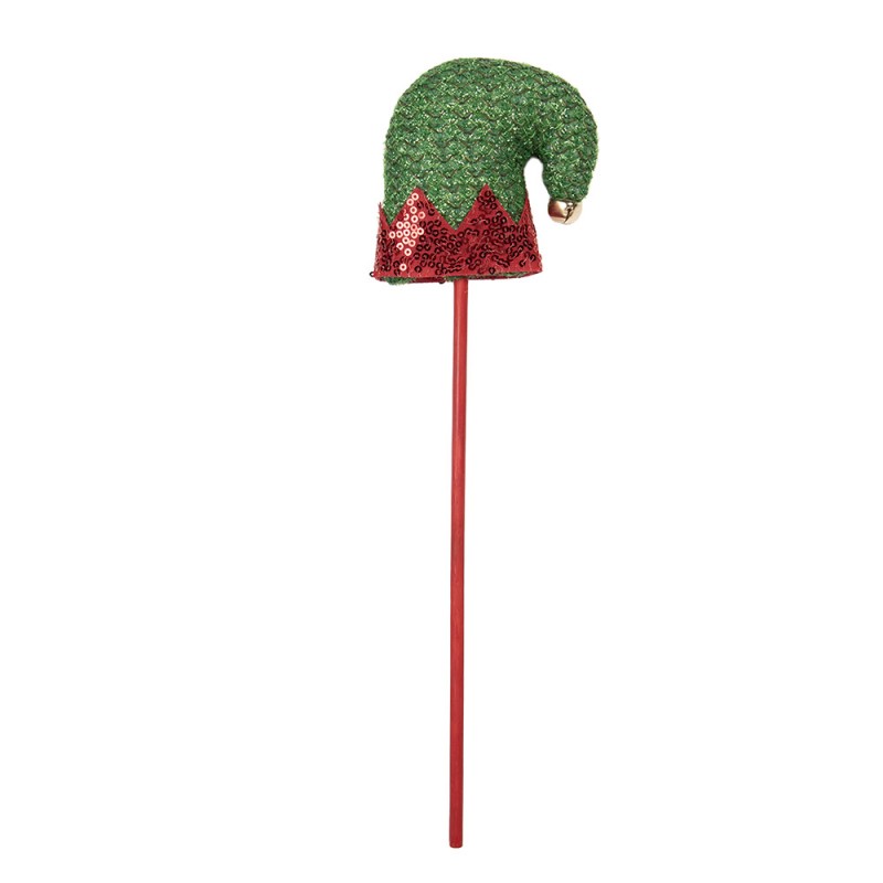 Clayre & Eef Deko-Aufsteller „Weihnachtsmütze Schlank“ aus Kunststoff in Grün, 9x2x34 cm (66561)