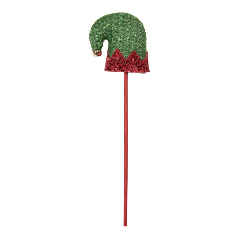 Clayre & Eef Deko-Aufsteller „Weihnachtsmütze Schlank“ aus Kunststoff in Grün, 9x2x34 cm (66561)