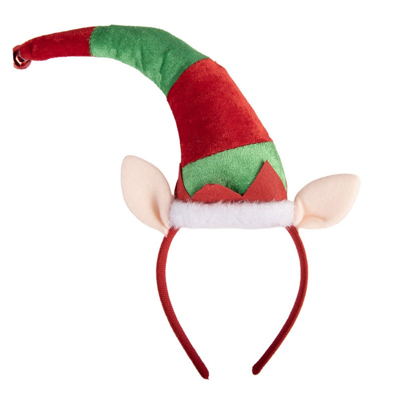 Clayre & Eef Weihnachts-Haarreif „Weihnachts-Elf-Laaf-Wichtel Grand“ aus Kunststoff in Rot-Weiß, 25x6x30 cm (66565)
