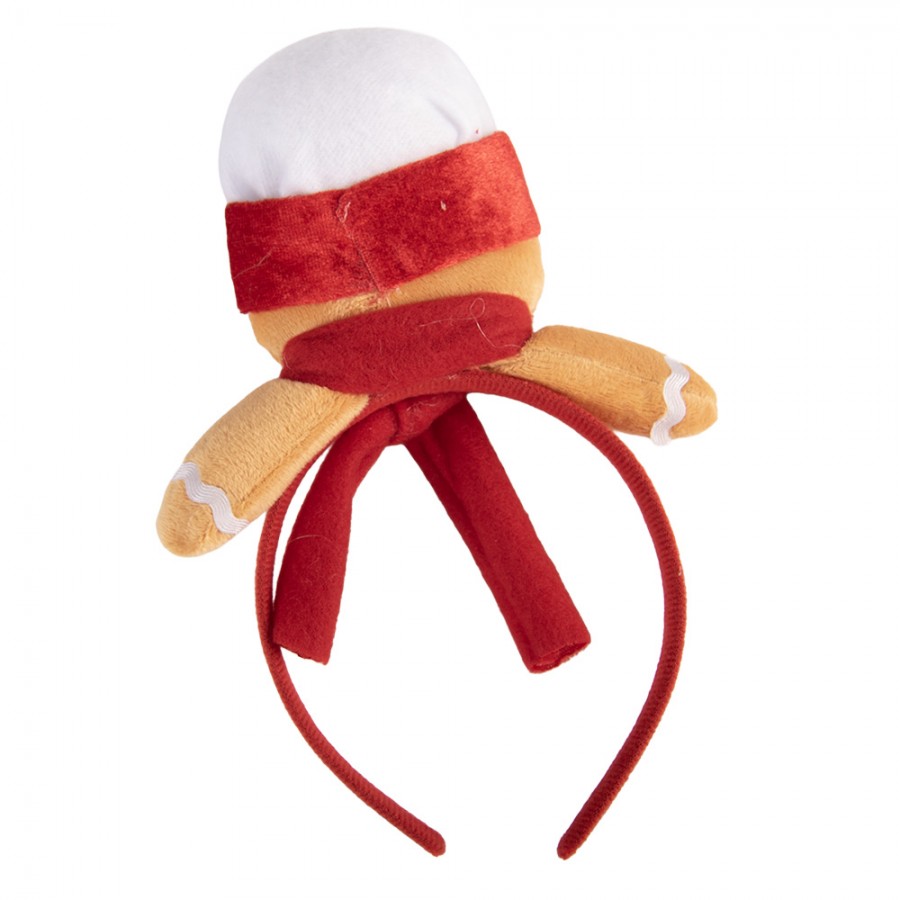 Weihnachts-Haarreif Pfefferkuchenmann mit Bäckermütze Plüsch Beige Rot 18x4x25 cm von Clayre & Eef (66566)