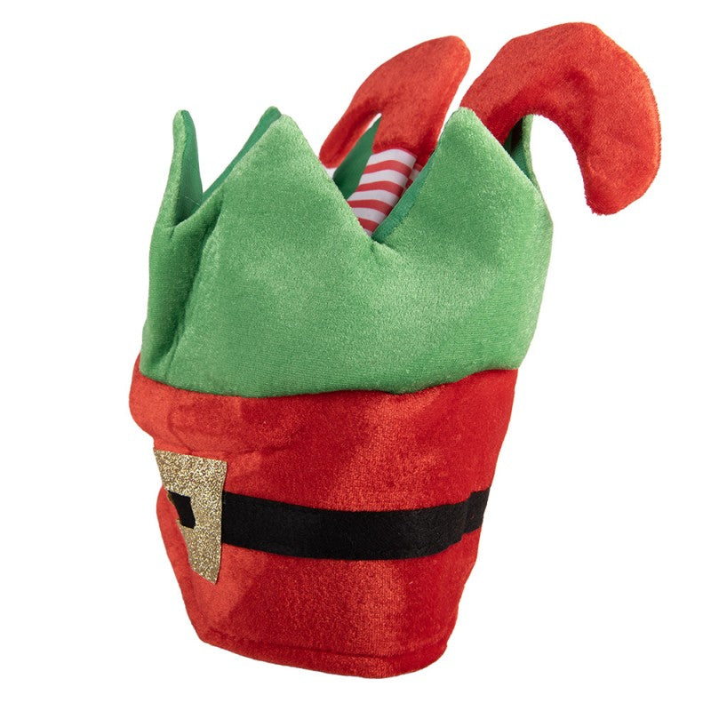 Clayre & Eef Weihnachtsmütze Wichtel-Laaf-Zwerg „Zipfelzauber“ aus Textil in Rot-Weiß, 30x26 cm (66570)
