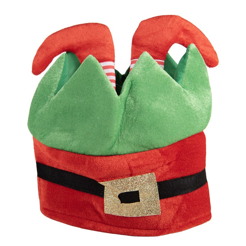 Clayre & Eef Weihnachtsmütze Wichtel-Laaf-Zwerg „Zipfelzauber“ aus Textil in Rot-Weiß, 30x26 cm (66570)