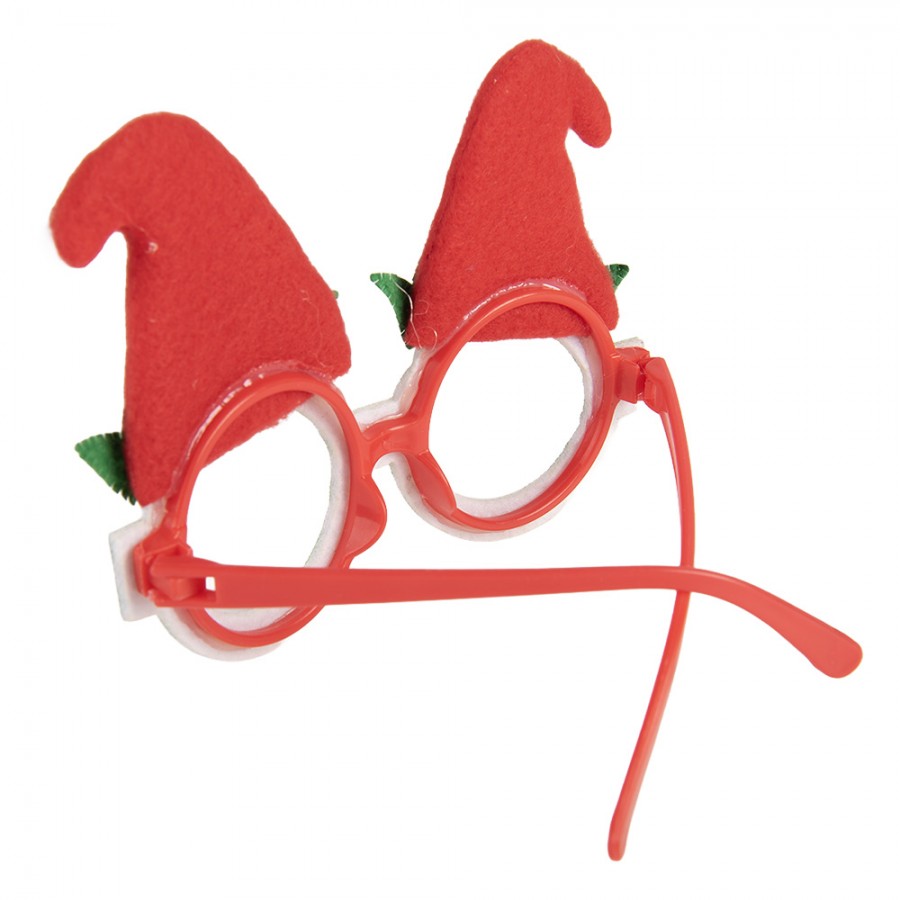 Clayre & Eef Partybrille „Weihnachtsmützen“ aus Kunststoff in Grün-Rot, 15x3x11 cm (66572)