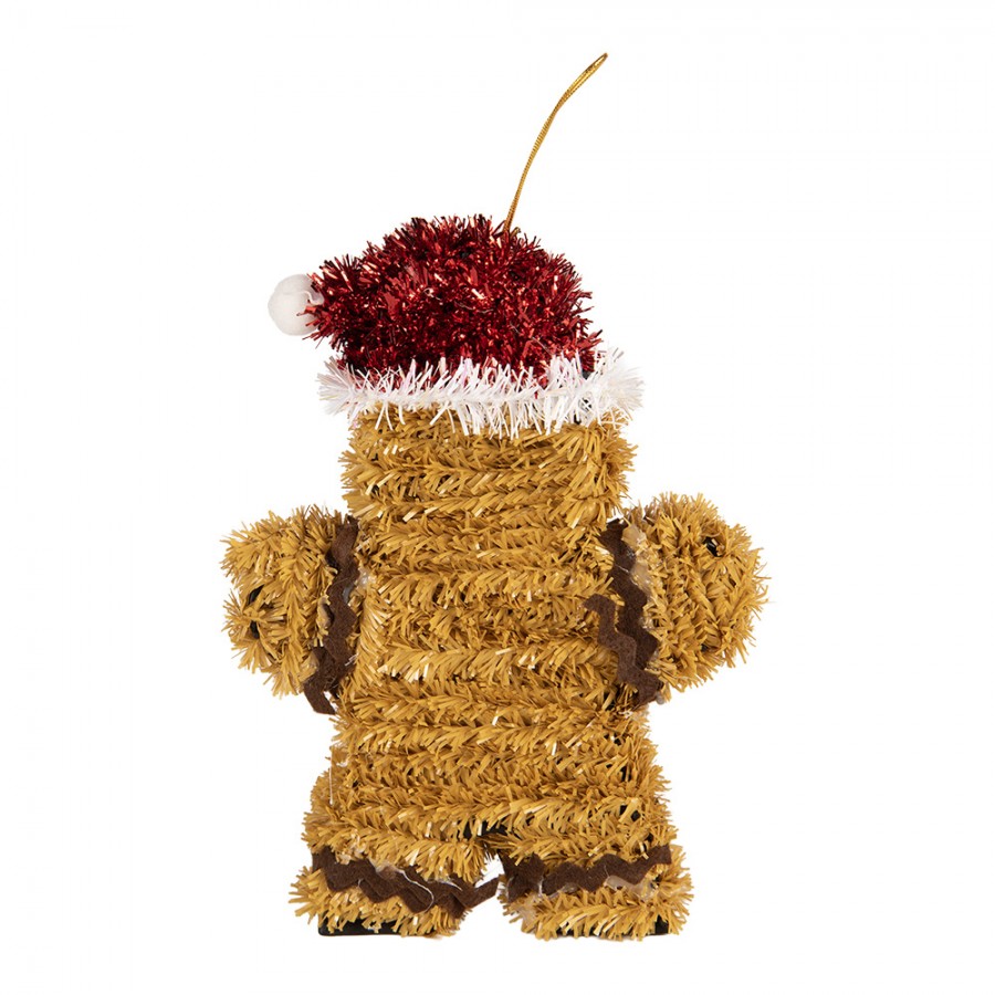 Weihnachtsanhänger Pfefferkuchenmann Christbaumschmuck Lametta Braun Rot 12x3x16 cm von Clayre & Eef (66600)
