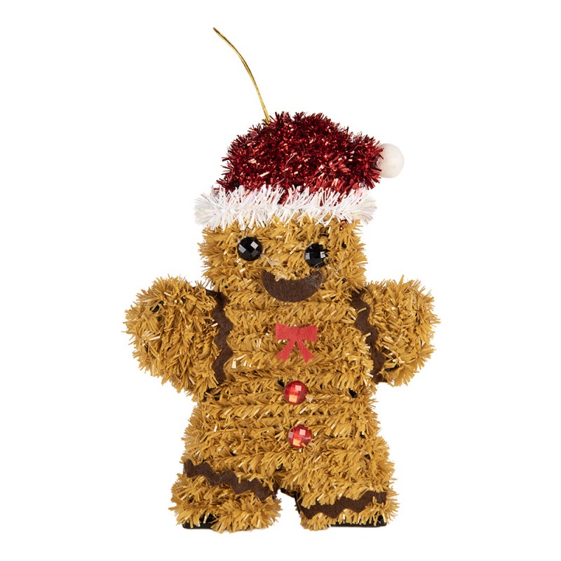Weihnachtsanhänger Pfefferkuchenmann Christbaumschmuck Lametta Braun Rot 12x3x16 cm von Clayre & Eef (66600)