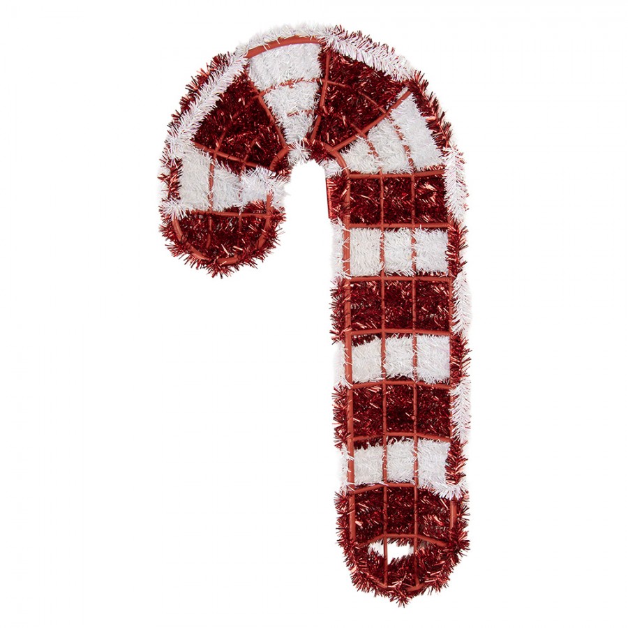 Weihnachtsdekoration Zuckerstange XXL Lametta Schleife Rot Weiß 32x5x62 cm von Clayre & Eef (66602)