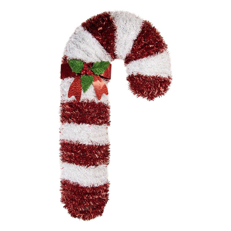 Weihnachtsdekoration Zuckerstange XXL Lametta Schleife Rot Weiß 32x5x62 cm von Clayre & Eef (66602)
