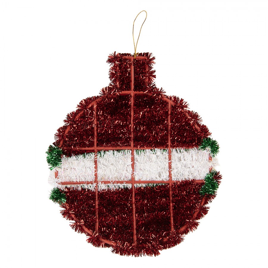 Clayre & Eef Wand- & Fensterdeko „Weihnachtskugel“ aus Kunststoff in Festtagsrot, 22x2x26 cm (66619)