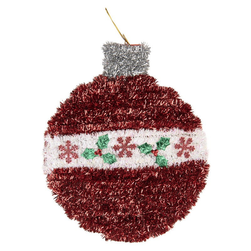 Clayre & Eef Wand- & Fensterdeko „Weihnachtskugel“ aus Kunststoff in Rot, 22x2x26 cm (66620)
