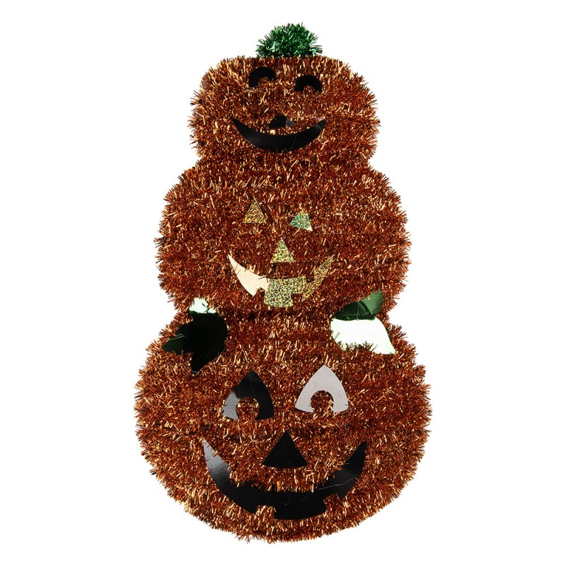 Halloween Lametta-Wanddekoration Kürbisturm Orange 30x6x54 cm von Clayre & Eef (66627)