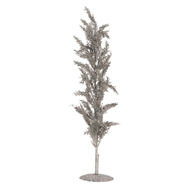 Deko-Weihnachtsbaum mit Pailletten & Glitzer Silber 12x12x60 cm von Clayre & Eef (66650)
