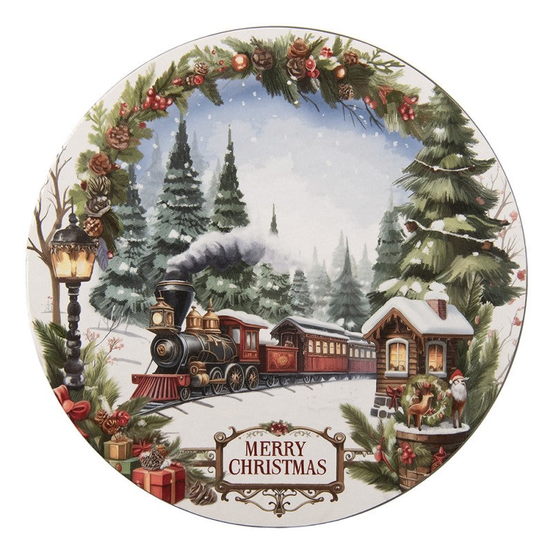 Platzteller Weihnachtszug Merry Christmas Ø 33 cm Speiseteller Kuchenteller von Clayre & Eef (66759)