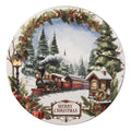 Platzteller Weihnachtszug Merry Christmas Ø 33 cm Speiseteller Kuchenteller von Clayre & Eef (66759)