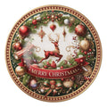 Platzteller Hirsch Merry Christmas Kranz Rot-Gold Ø 33 cm Speiseteller Kuchenteller von Clayre & Eef (66760)