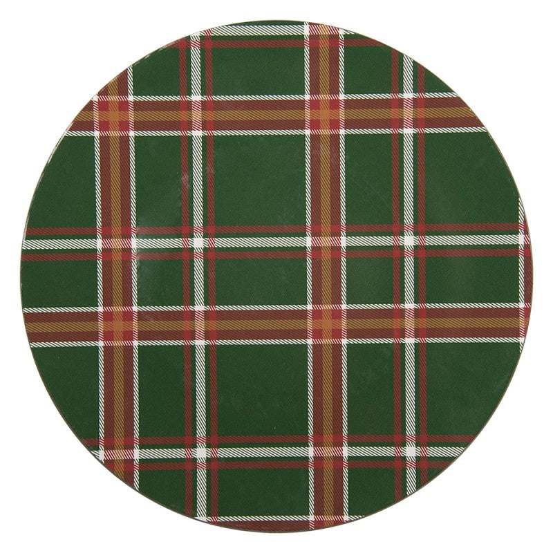 Platzteller Schottenkaro Tartan Grün-Rot Ø 33 cm Speiseteller Kuchenteller von Clayre & Eef (66761)