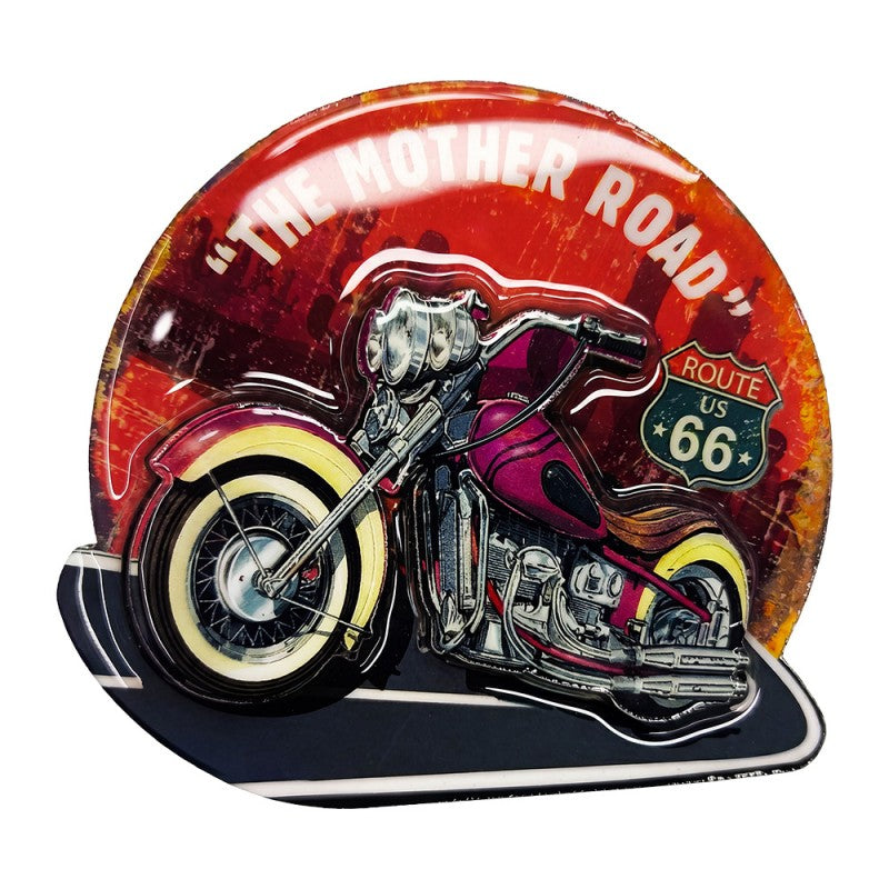 Kühlschrankmagnet Motorrad The Mother Road Route 66 Rot Metall 7x1x10 cm von Clayre & Eef (66876)