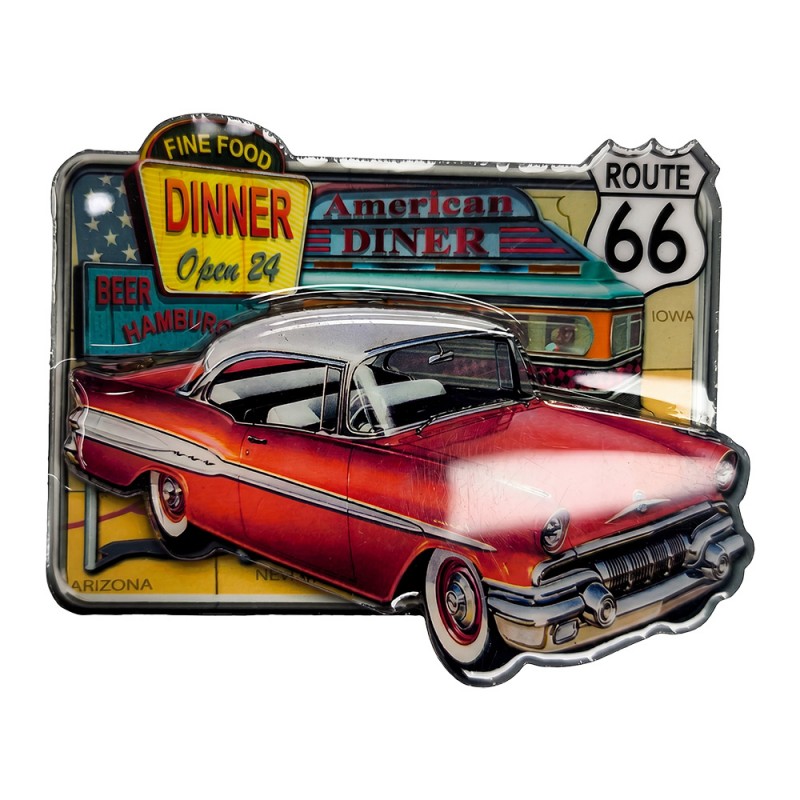 Kühlschrankmagnet Oldtimer American Diner Route 66 Rot Metall 7x1x10 cm von Clayre & Eef (66877)