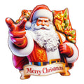 Kühlschrankmagnet Weihnachtsmann Merry Christmas Rot Gold Metall 8x1x8 cm von Clayre & Eef (66878)