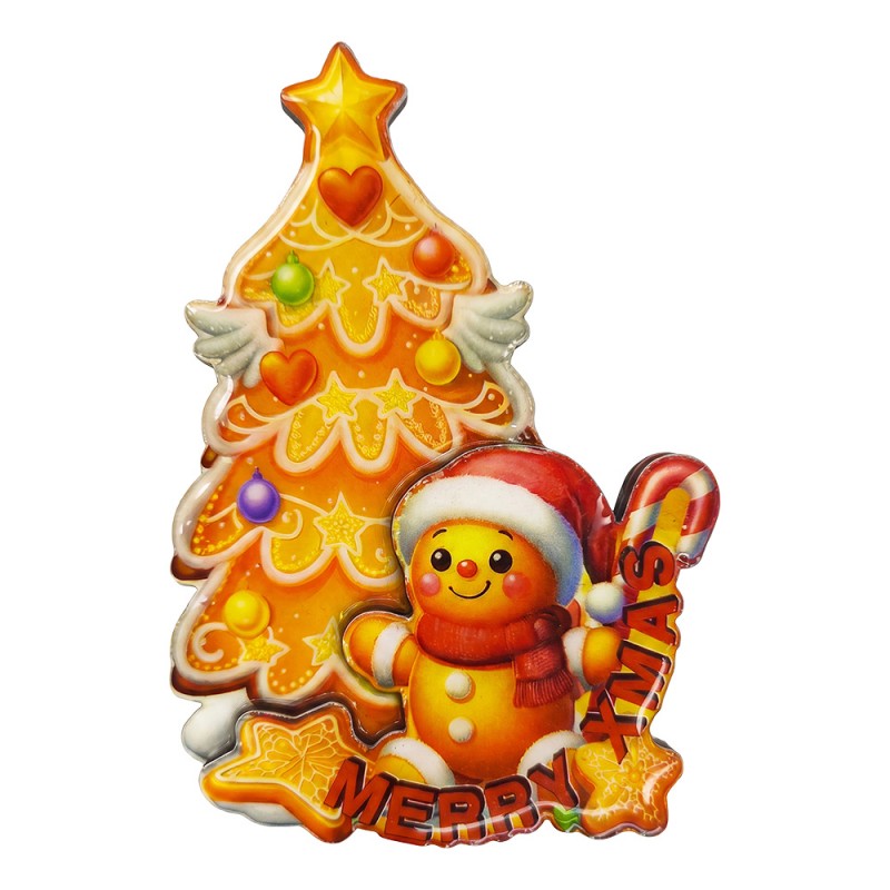 Kühlschrankmagnet Lebkuchen Weihnachtsbaum Schneemann Merry Xmas Metall 8x1x8 cm von Clayre & Eef (66879)