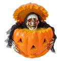 Halloween Deko Kürbis mit blutigem Totenkopf Kunststoff Orange Schwarz 16x16x18 cm von Clayre & Eef (66916)