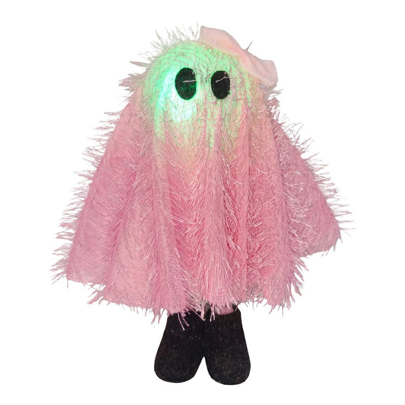 Halloween Dekofigur Plüsch-Geist Rosa-Schwarz 18x18x27 cm von Clayre & Eef (66921)