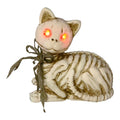 Halloween Deko Skelett Katze liegend mit Schleife Kunststoff Beige Weiß 15x10x15 cm von Clayre & Eef (66923)