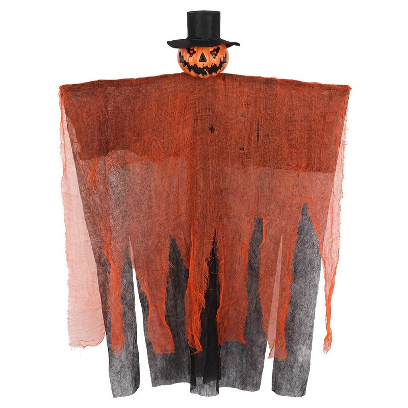 Halloween Hängedekoration Kürbisgeist mit Zylinder Orange-Schwarz 65x16x90 cm von Clayre & Eef (66937)