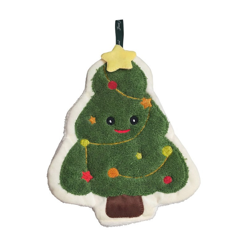 Weihnachts-Gästehandtuch Weihnachtsbaum Grün Synthetisch mit Aufhänger von Clayre & Eef (67004)