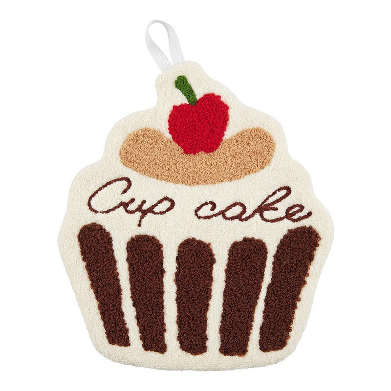 Küchen- & Gästehandtuch Cupcake Beige-Braun Synthetisch mit Kirsche 20x1x22 cm von Clayre & Eef (67014)