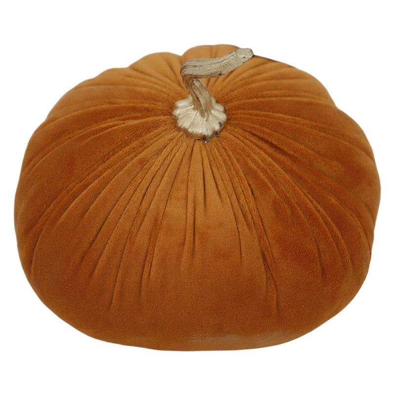 Halloween Deko-Kürbis Samt Orange mit Goldstiel XL Ø 20x18 cm von Clayre & Eef (67015O)