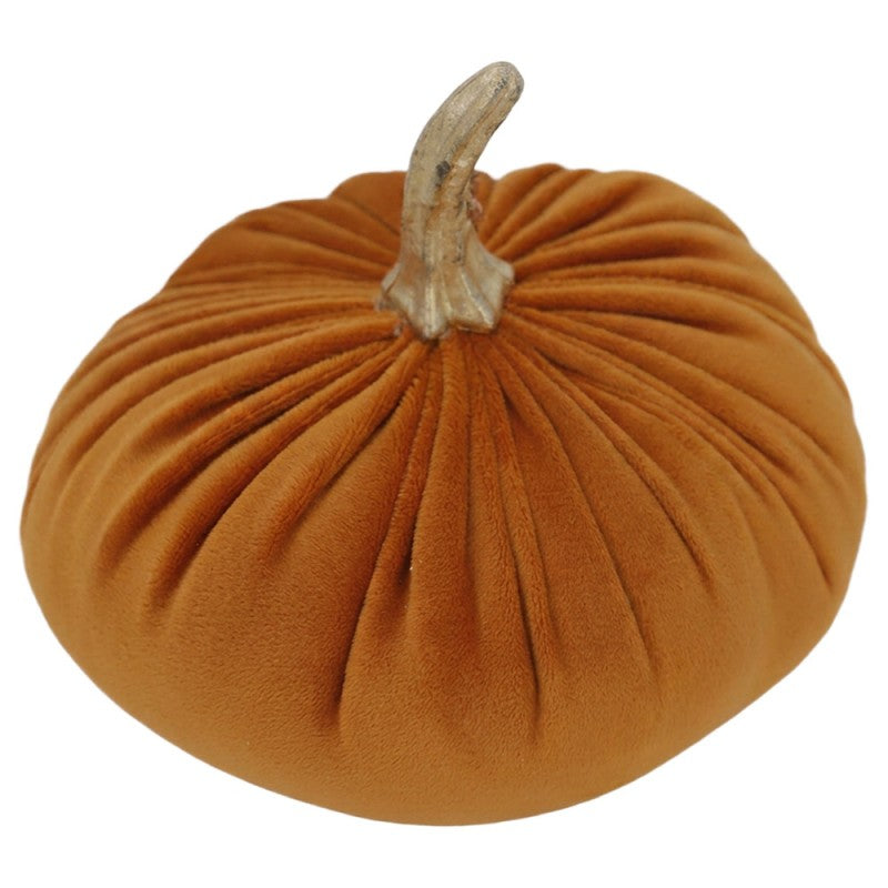 Halloween Deko-Kürbis Samt Orange mit Goldstiel Ø 15x13 cm von Clayre & Eef (67016O)