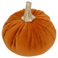 Halloween Deko-Kürbis Samt Orange mit Goldstiel Ø 9x8 cm von Clayre & Eef (67017O)