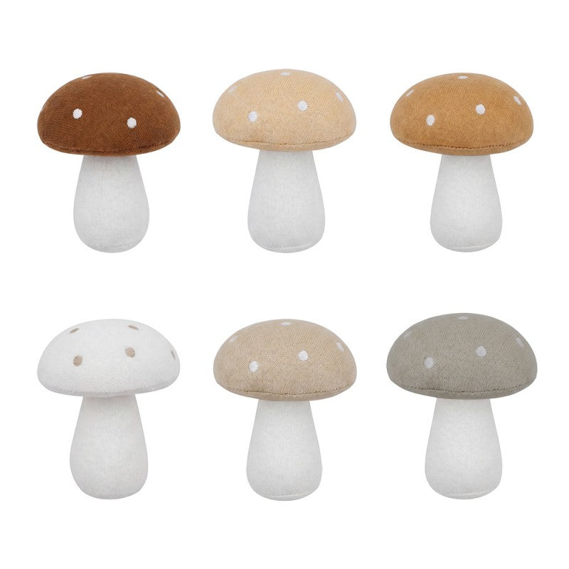 Deko-Pilze 6er-Set Samt stehend Beige-Braun Naturtöne 7x11 cm von Clayre & Eef (67018BE)