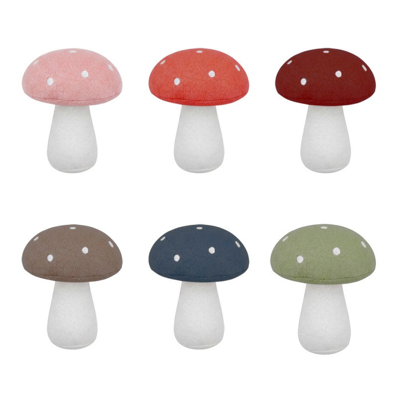 Deko-Pilze 6er-Set Samt stehend Rot-Bunt Farbmix 7x11 cm von Clayre & Eef (67018R)