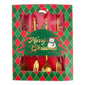 Dessertbesteck-Set 4-teilig Kaffeelöffel Kuchengabel Gold Weihnachts-Charms Karo 2x12 cm von Clayre & Eef (67027)