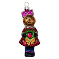 Weihnachtsanhänger Teddybär Mädchen Kleid Kranz Kunststoff bruchsicher Braun Rot Bunt 10 cm von Clayre & Eef (67065)