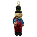 Weihnachtsanhänger Teddybär Zylinder Latzhose Kunststoff bruchsicher Braun Rot Blau 10 cm von Clayre & Eef (67066)